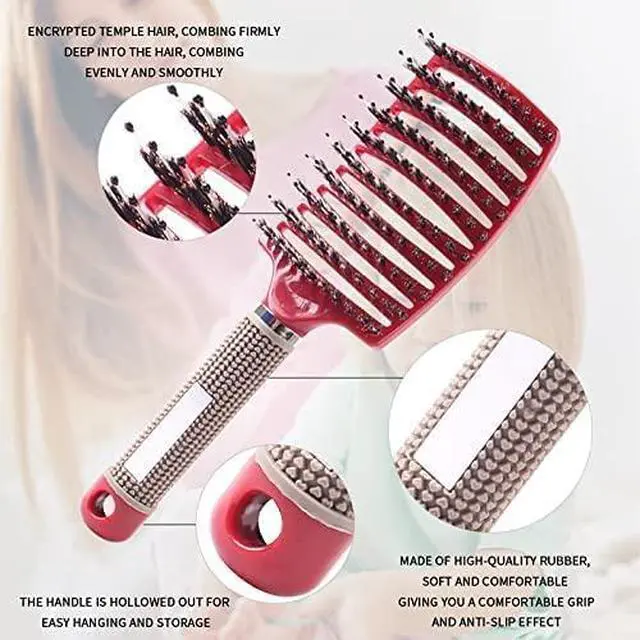 Alt view image 3 of 6 - Magical Ultra Detangling Brush for Wet or Dry Hair, Detangler Brush, Fast Drying Styling Massage Hairbrush for Men, Women and Kids (Pink+Purple)