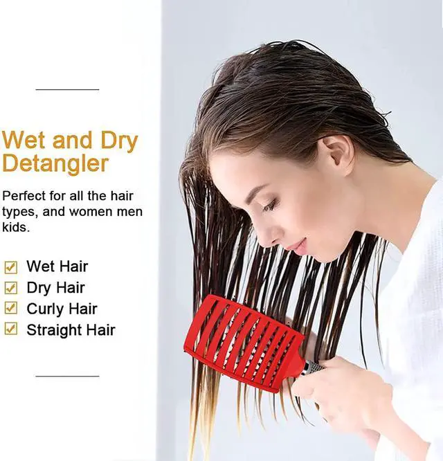 Alt view image 6 of 6 - Magical Ultra Detangling Brush for Wet or Dry Hair, Detangler Brush, Fast Drying Styling Massage Hairbrush for Men, Women and Kids (Pink+Purple)
