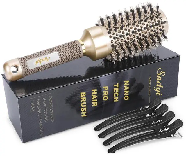 Main image of Round Brush for Blow Drying, Nano Thermal Ceramic & Ionic Tech Hair Brush with Boar Bristles, Professional Round Barrel Brush for Styling, Curling & Straightening by Sndyi (2.9 Inch, Barrel 1.7 Inch)