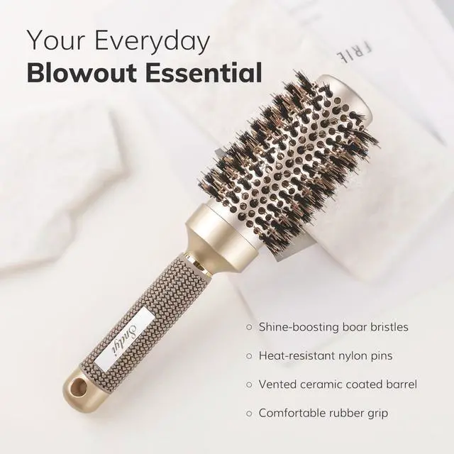 Alt view image 2 of 7 - Round Brush for Blow Drying, Nano Thermal Ceramic & Ionic Tech Hair Brush with Boar Bristles, Professional Round Barrel Brush for Styling, Curling & Straightening by Sndyi (2.9 Inch, Barrel 1.7 Inch)