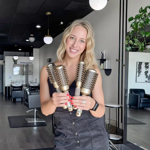Alt view image 7 of 7 - Round Brush for Blow Drying, Nano Thermal Ceramic & Ionic Tech Hair Brush with Boar Bristles, Professional Round Barrel Brush for Styling, Curling & Straightening by Sndyi (2.9 Inch, Barrel 1.7 Inch)