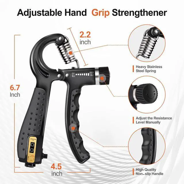 Alt view image 3 of 7 - Grip Strength Trainer Kit (5 Pack) Adjustable Resistance Hand Gripper,Finger Exerciser,Hand Extension Exerciser,Stress Relief Ball and Forearm Workout Ring for Muscle Building Injury Recover