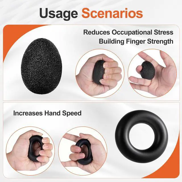 Alt view image 6 of 7 - Grip Strength Trainer Kit (5 Pack) Adjustable Resistance Hand Gripper,Finger Exerciser,Hand Extension Exerciser,Stress Relief Ball and Forearm Workout Ring for Muscle Building Injury Recover