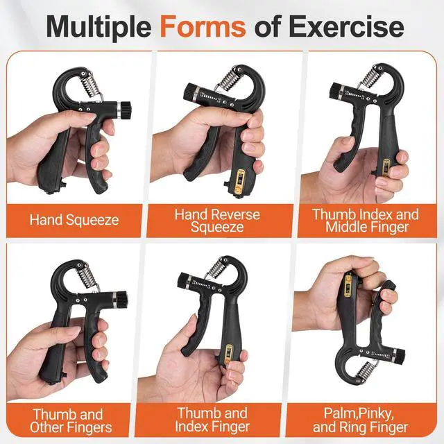 Alt view image 7 of 7 - Grip Strength Trainer Kit (5 Pack) Adjustable Resistance Hand Gripper,Finger Exerciser,Hand Extension Exerciser,Stress Relief Ball and Forearm Workout Ring for Muscle Building Injury Recover