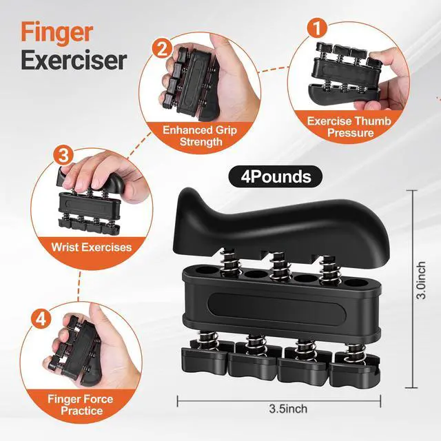 Alt view image 4 of 7 - Grip Strength Trainer Kit (5 Pack) Adjustable Resistance Hand Gripper,Finger Exerciser,Hand Extension Exerciser,Stress Relief Ball and Forearm Workout Ring for Muscle Building Injury Recover