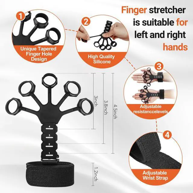 Alt view image 5 of 7 - Grip Strength Trainer Kit (5 Pack) Adjustable Resistance Hand Gripper,Finger Exerciser,Hand Extension Exerciser,Stress Relief Ball and Forearm Workout Ring for Muscle Building Injury Recover