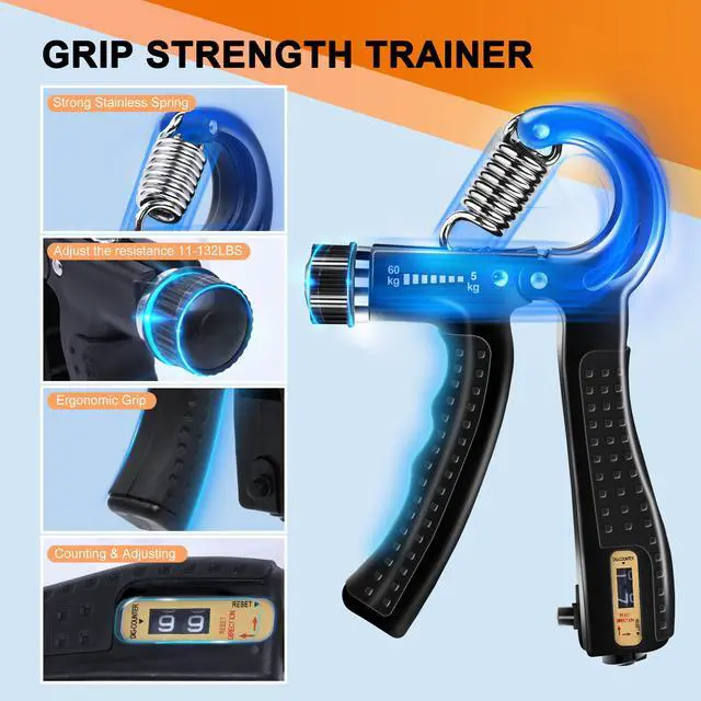 Alt view image 2 of 7 - 10 PCS Grip Strength Trainer Kit,Hand Gripper and Forearm Strengthener