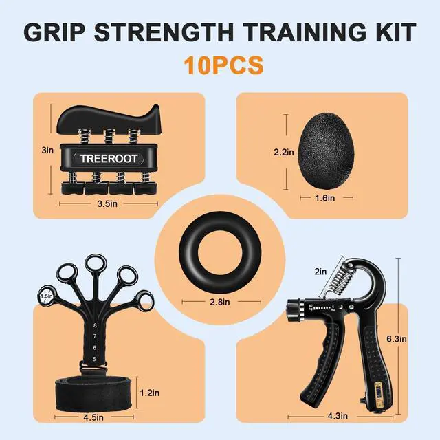Alt view image 5 of 7 - 10 PCS Grip Strength Trainer Kit,Hand Gripper and Forearm Strengthener