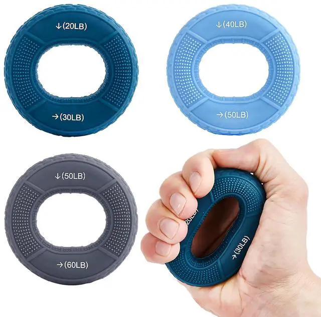 Main image of Hand Grip Strengthener, Fingers Exerciser - Silicone Rings for Muscle Training Sports Rock Climbing Finger Rehabilitation Training,Hand & Wrist Muscles Trainer Stress Relief,5 Resistance Levels(3 PCS)