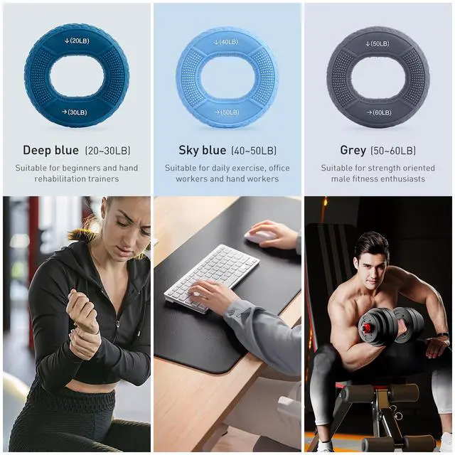 Alt view image 5 of 7 - Hand Grip Strengthener, Fingers Exerciser - Silicone Rings for Muscle Training Sports Rock Climbing Finger Rehabilitation Training,Hand & Wrist Muscles Trainer Stress Relief,5 Resistance Levels(3 PCS)