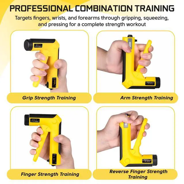 Alt view image 6 of 7 - Hand Grip Strength Trainer Kit - Hand Gripper Strengthener 6 Pack with 2 Adjustable Resistance with 2 Finger Stretchers Finger Exerciser Forearm Workout Ring Exercise Equipment Yellow and Black