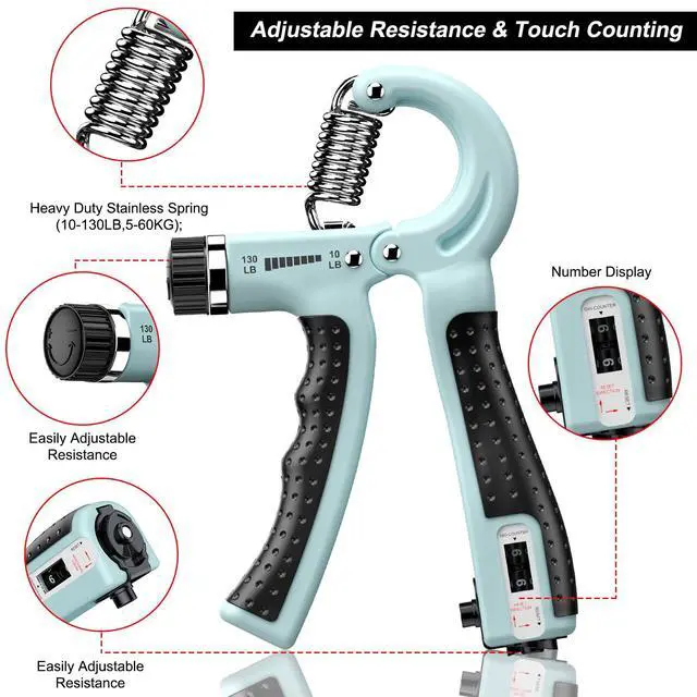 Alt view image 2 of 7 - Hand Grip Strengthener 2 Pack Adjustable Resistance 10-130 lbs Forearm ExerciserGrip Strength Trainer for Muscle Building and Injury Recovery for Athletes