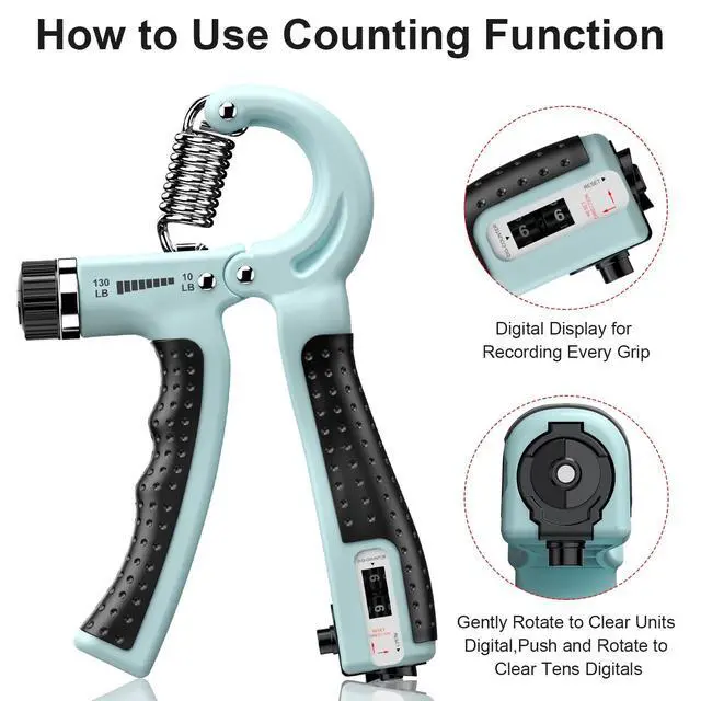Alt view image 4 of 7 - Hand Grip Strengthener 2 Pack Adjustable Resistance 10-130 lbs Forearm ExerciserGrip Strength Trainer for Muscle Building and Injury Recovery for Athletes