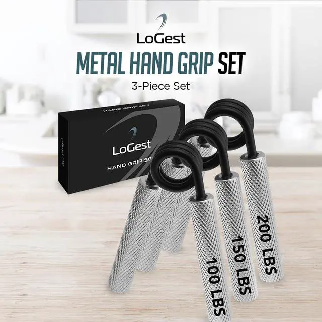 Alt view image 2 of 6 - Metal Hand Grip Set, 100LB-200LB 3 Pack No Slip Heavy-Duty Grip Strengthener with Gift Box, Great Wrist & Forearm Hand Exerciser, Home Gym, Hand Gripper Grip Strength Trainer