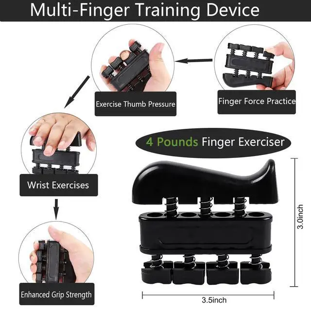 Alt view image 4 of 7 - Grip Strength Trainer Kit (5 Pack), Grip and Forearm Strengthener, Finger Strengthener, Adjustable Resistance Hand Gripper, Grip Ring, Stress Relief Ball for Muscle Building, Injury Recover