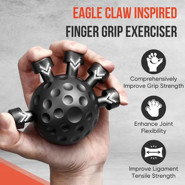 Alt view image 3 of 7 - 4-Pack Grip Strength Trainer Kit, Adjustable Forearm Strengthener, Black Hand Grip Strengthener Balls, Finger Exerciser & Stretcher for Strength Training, Recovery & Flexibility