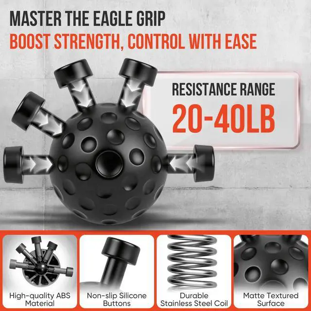Alt view image 4 of 7 - 4-Pack Grip Strength Trainer Kit, Adjustable Forearm Strengthener, Black Hand Grip Strengthener Balls, Finger Exerciser & Stretcher for Strength Training, Recovery & Flexibility