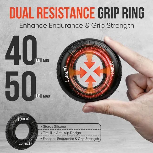Alt view image 5 of 7 - 4-Pack Grip Strength Trainer Kit, Adjustable Forearm Strengthener, Black Hand Grip Strengthener Balls, Finger Exerciser & Stretcher for Strength Training, Recovery & Flexibility