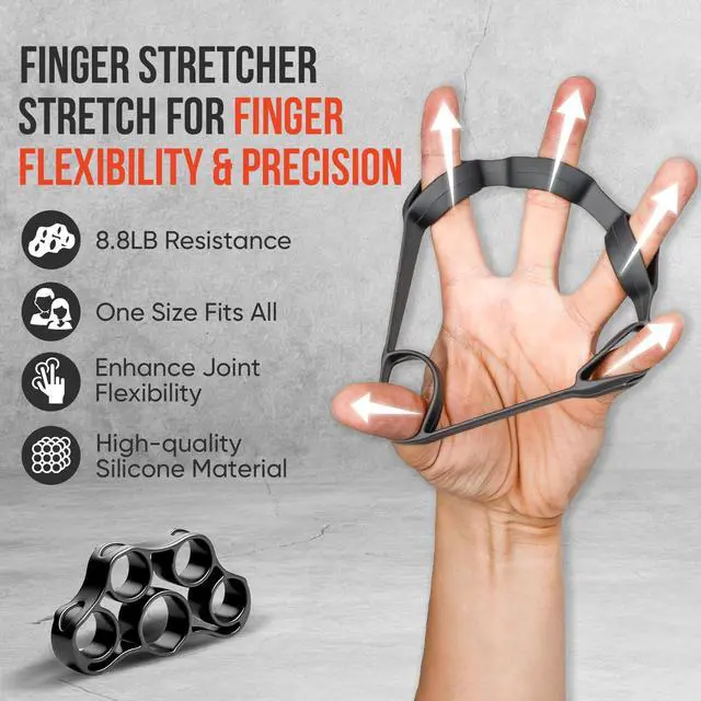 Alt view image 6 of 7 - 4-Pack Grip Strength Trainer Kit, Adjustable Forearm Strengthener, Black Hand Grip Strengthener Balls, Finger Exerciser & Stretcher for Strength Training, Recovery & Flexibility