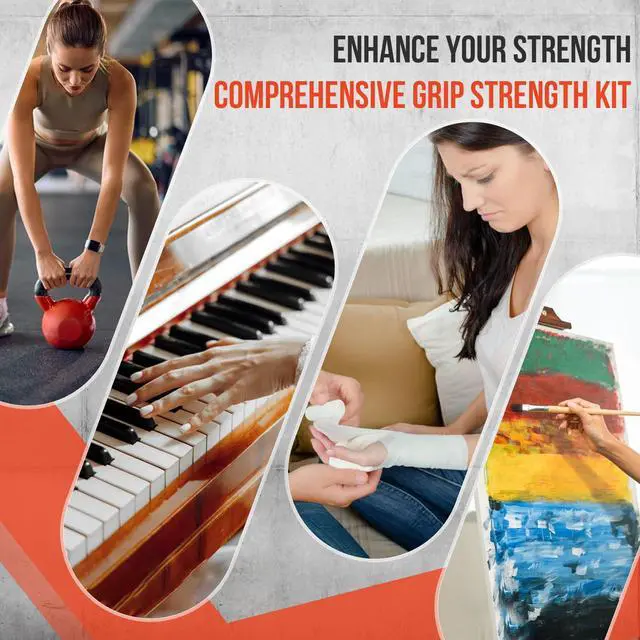 Alt view image 7 of 7 - 4-Pack Grip Strength Trainer Kit, Adjustable Forearm Strengthener, Black Hand Grip Strengthener Balls, Finger Exerciser & Stretcher for Strength Training, Recovery & Flexibility