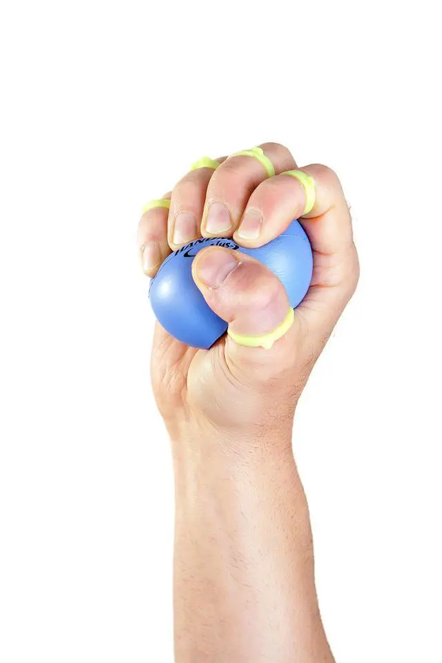 Alt view image 4 of 5 - Physical Therapy Hand Exerciser - Forearm Exerciser with Stress Relief Ball - Hand Therapy Balls for Exercise, Training - Finger Exerciser & Strengthener - Soft Tension, Purple