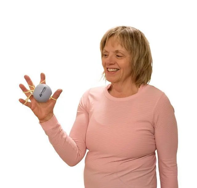 Alt view image 5 of 5 - Physical Therapy Hand Exerciser - Forearm Exerciser with Stress Relief Ball - Hand Therapy Balls for Exercise, Training - Finger Exerciser & Strengthener - Soft Tension, Purple