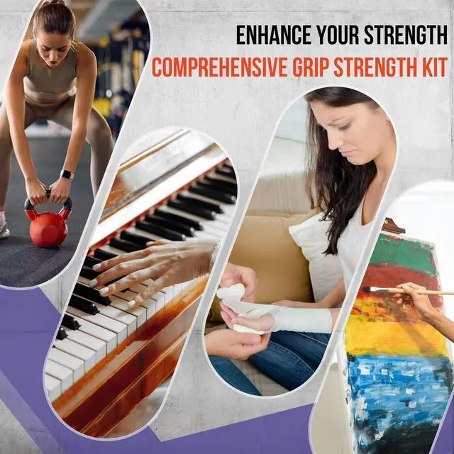 Alt view image 7 of 7 - 10-Pack Grip Strength Trainer Kit, Adjustable Forearm Strengthener, 3 Colors Hand Grip Strengthener Balls, Finger Exerciser & Stretcher for Strength Training, Recovery & Flexibility