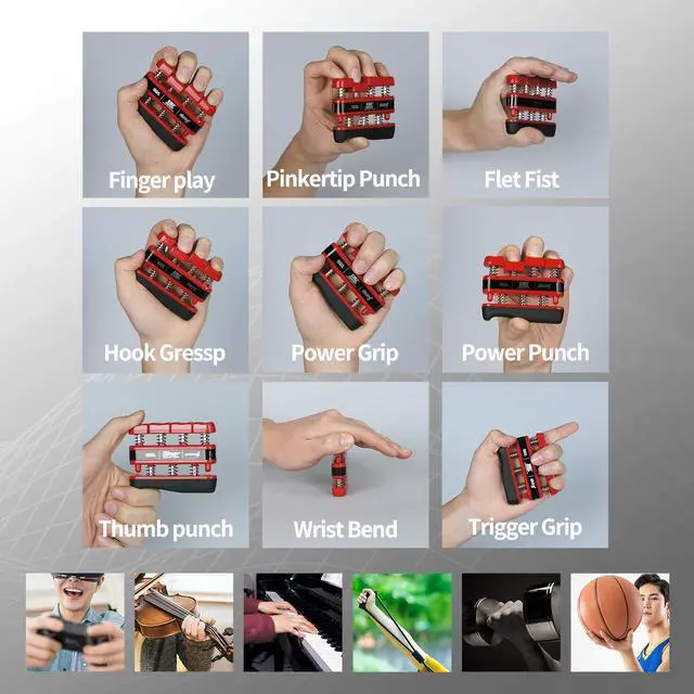 Alt view image 7 of 7 - Grip Exerciser, Hand Exerciser, Finger Exerciser. Red (7lb per Spring)
