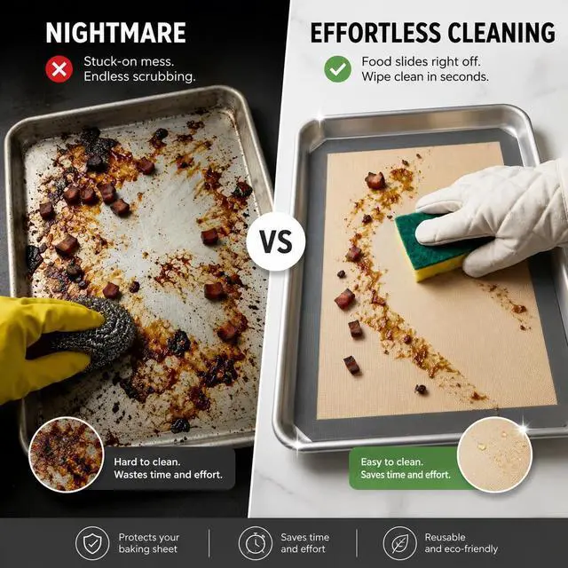 Alt view image 4 of 5 - 3-Piece Silicone Baking Mat Set, Non-Stick Reusable Air Fryer Liners and Oven Sheets, Heat Resistant, BPA-Free, Easy to Clean.
