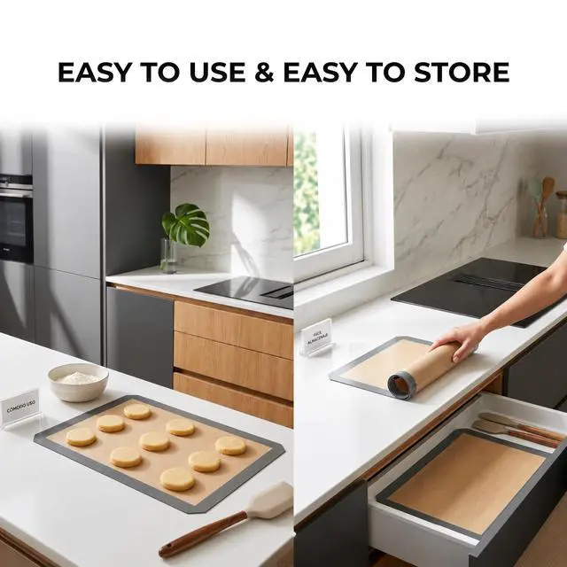 Alt view image 5 of 5 - 3-Piece Silicone Baking Mat Set, Non-Stick Reusable Air Fryer Liners and Oven Sheets, Heat Resistant, BPA-Free, Easy to Clean.