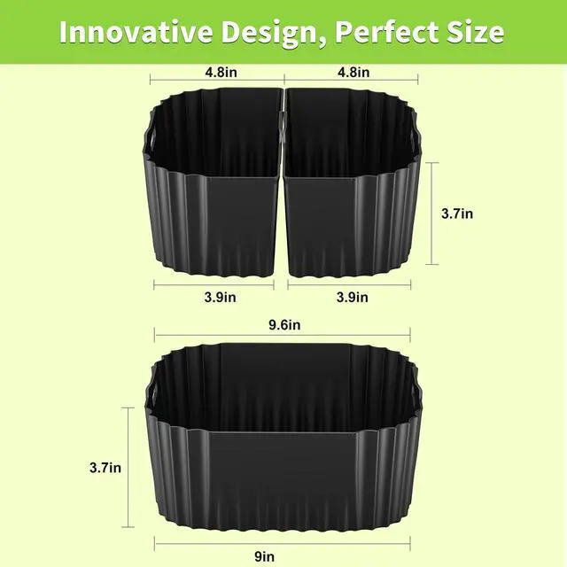 Alt view image 5 of 7 - Air Fryer Silicone Liners Square for Chefman 8QT Air Fryer, 3 Pack Reusable Silicone Pot Baking Accessories for Instant, Nuwave, Gourmia and other 8QT to 10QT Large AirFryer, 2 In 1 Liners