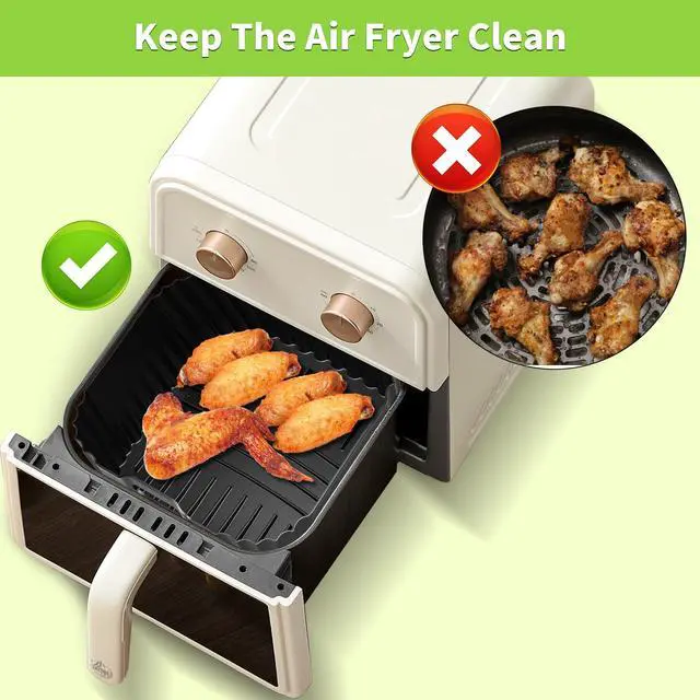 Alt view image 6 of 7 - Air Fryer Silicone Liners Square for Chefman 8QT Air Fryer, 3 Pack Reusable Silicone Pot Baking Accessories for Instant, Nuwave, Gourmia and other 8QT to 10QT Large AirFryer, 2 In 1 Liners