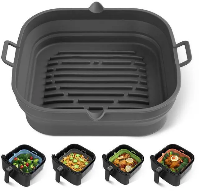 Main image of Silicone Air Fryer Liners Square - Reusable Airfryer Collapsible Basket - Easy to Clean Air Fryers Pot for 5.8 to 8 Qt Baking Tray Oven Accessories, 8.5 Inch Large