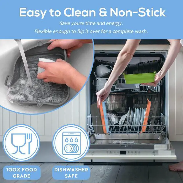 Alt view image 4 of 7 - Silicone Air Fryer Liners Square - Reusable Airfryer Collapsible Basket - Easy to Clean Air Fryers Pot for 5.8 to 8 Qt Baking Tray Oven Accessories, 8.5 Inch Large