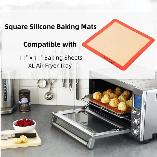 Alt view image 6 of 7 - Square Silicone Baking Mats for 11 Inch Cake Pan/11x11 Cheesecake Pan/Toaster Oven/XL Air Fryer, Food Grade Silicone Baking Sheet Liners for Cookie/Cake/Pastry/Torte, Non-Stick, Reusable 2 PCS