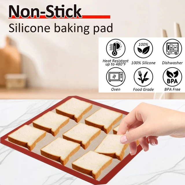 Alt view image 4 of 7 - 4 Pack 12" x 12" Reusable Silicone Baking Mat for 12 Inch Cake Pan/12x12 Cheesecake Pan/Toaster Oven/XL Air Fryer,12" Food Grade Silicone Mat for Baking Sheet, Non-Stick&Reusable