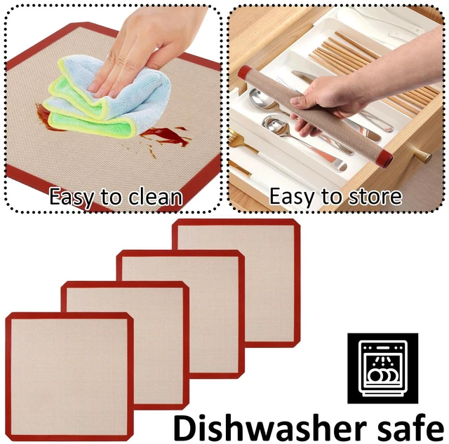 Alt view image 6 of 7 - 4 Pack 12" x 12" Reusable Silicone Baking Mat for 12 Inch Cake Pan/12x12 Cheesecake Pan/Toaster Oven/XL Air Fryer,12" Food Grade Silicone Mat for Baking Sheet, Non-Stick&Reusable