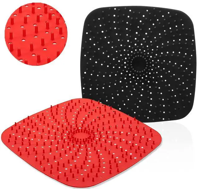 Main image of Upgrade Reusable Air Fryer Liners with Raised Silicone | Patented Product | BPA Free Non-Stick Air Fryer Mats | Air Fryer Silicone Tray Accessories | 2 Size Options 9 Inch Square