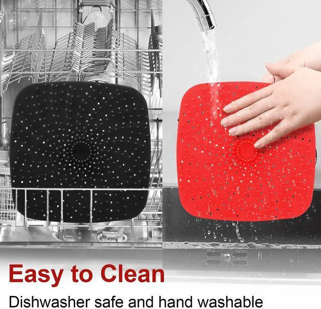 Alt view image 3 of 7 - Upgrade Reusable Air Fryer Liners with Raised Silicone | Patented Product | BPA Free Non-Stick Air Fryer Mats | Air Fryer Silicone Tray Accessories | 2 Size Options 9 Inch Square