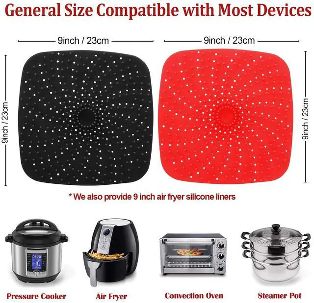Alt view image 6 of 7 - Upgrade Reusable Air Fryer Liners with Raised Silicone | Patented Product | BPA Free Non-Stick Air Fryer Mats | Air Fryer Silicone Tray Accessories | 2 Size Options 9 Inch Square