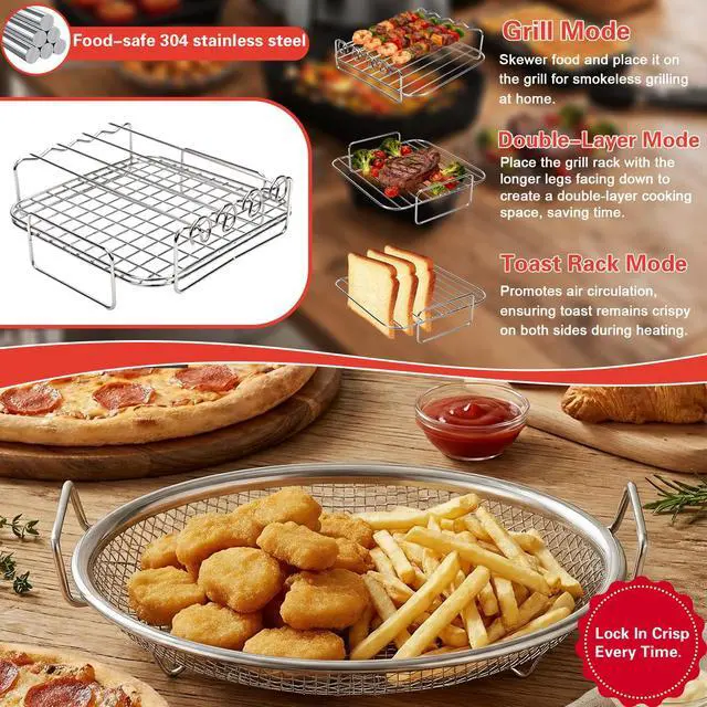 Alt view image 5 of 7 - Air Fryer Accessories for Chefman 8Qt 9Qt, Gourmia, Typhur, Nuwave, 7-9Qt