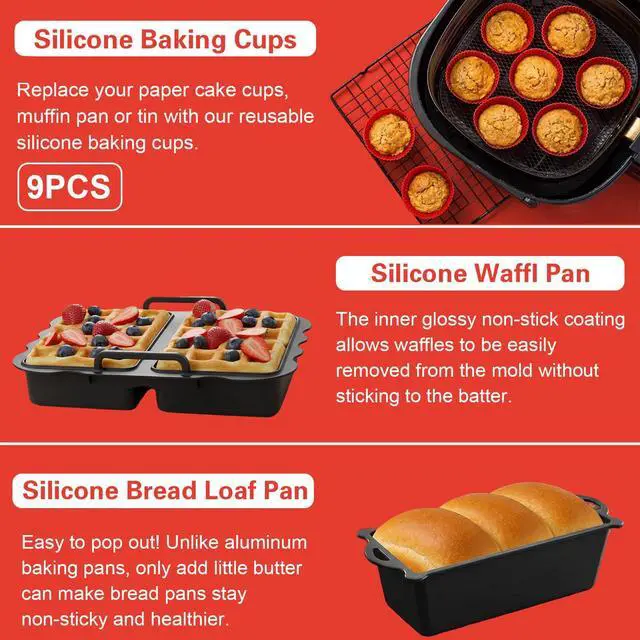 Alt view image 6 of 7 - Air Fryer Accessories for Chefman 8Qt 9Qt, Gourmia, Typhur, Nuwave, 7-9Qt