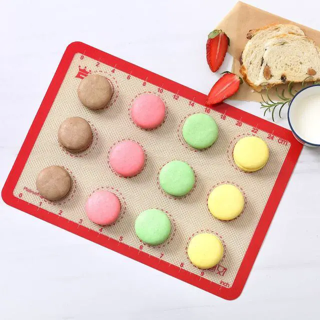 Alt view image 3 of 7 - Silicone Baking Mat Set of 4, 2 Medium 16.5"x11.6", 1 Small 11.8"x8.4", 1 Piece 9" Round, All Mats 0.7mm Thick, Food Grade Non-Stick Reusable Baking Mats for Pizza, Bread, Pastry, Macarons