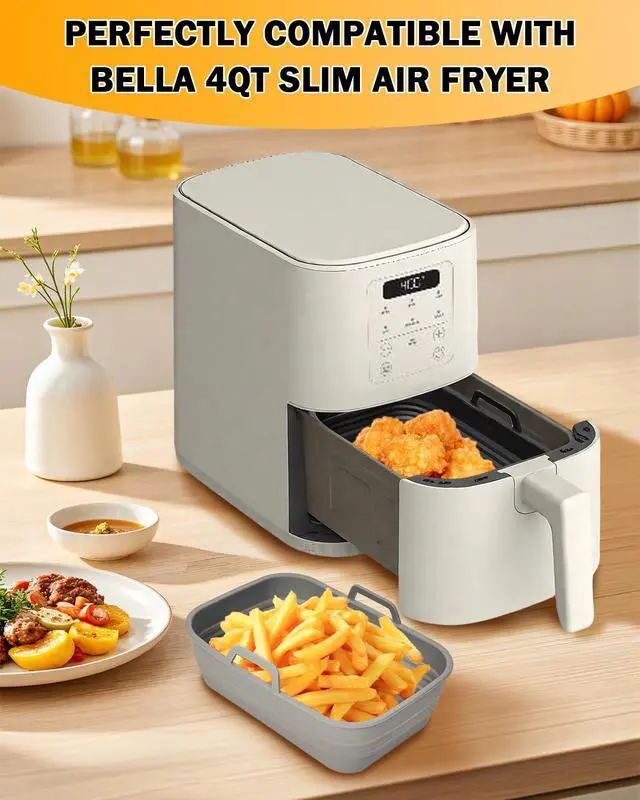 Alt view image 2 of 7 - Air Fryer Silicone Liners Collapsible 2-Pack for bella Slim 4Qt(3.3lb)
