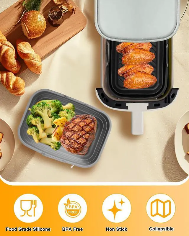 Alt view image 3 of 7 - Air Fryer Silicone Liners Collapsible 2-Pack for bella Slim 4Qt(3.3lb)