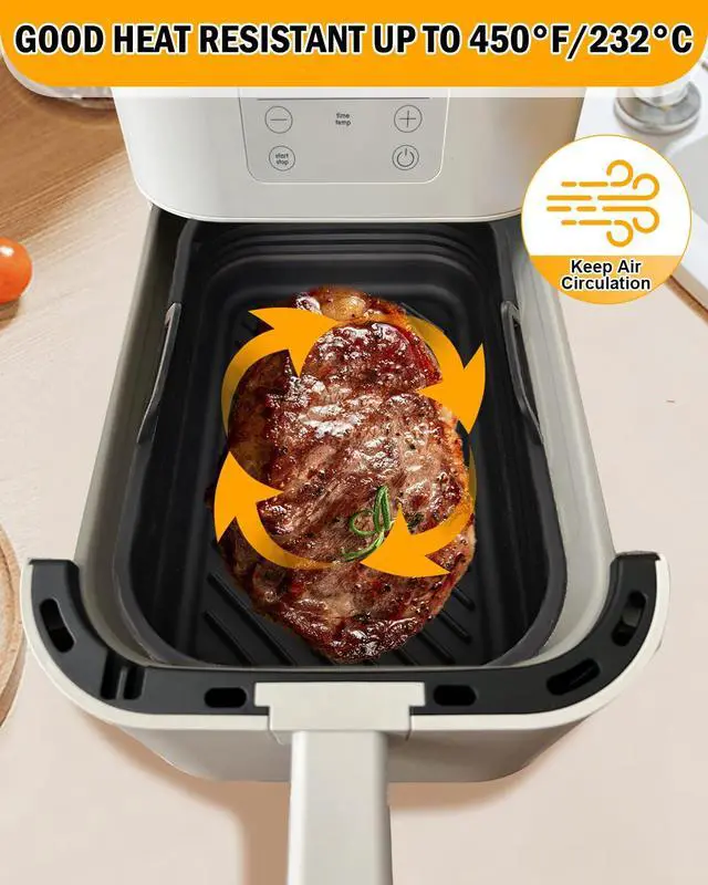 Alt view image 5 of 7 - Air Fryer Silicone Liners Collapsible 2-Pack for bella Slim 4Qt(3.3lb)
