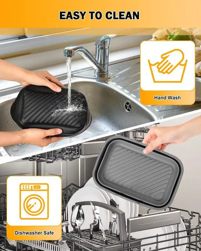 Alt view image 6 of 7 - Air Fryer Silicone Liners Collapsible 2-Pack for bella Slim 4Qt(3.3lb)