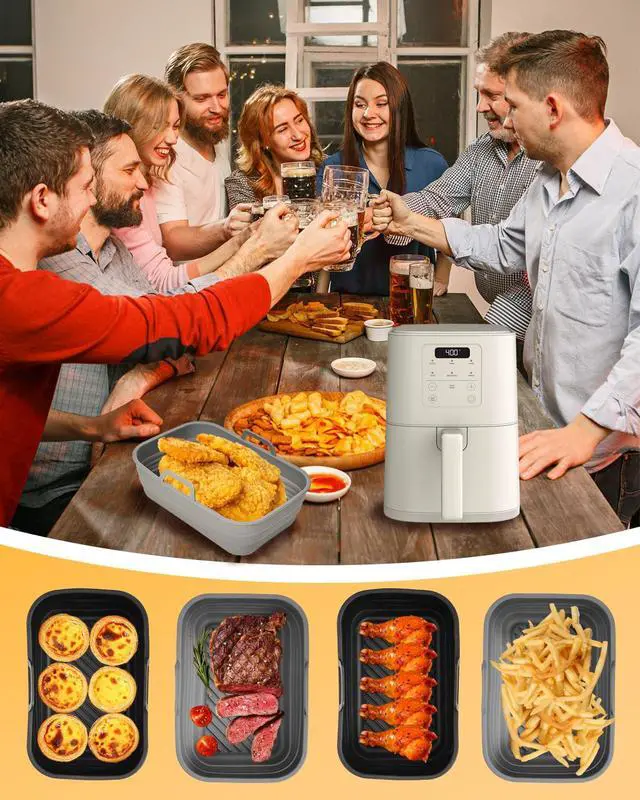 Alt view image 7 of 7 - Air Fryer Silicone Liners Collapsible 2-Pack for bella Slim 4Qt(3.3lb)