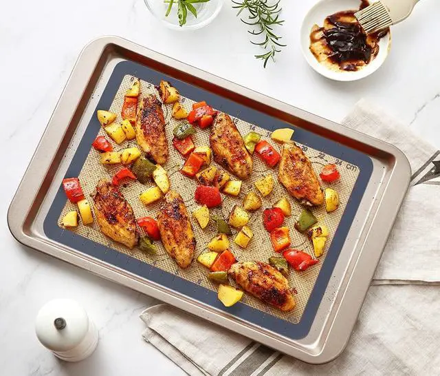 Alt view image 3 of 7 - Silicone Baking Mat Set of 4, 2 Medium 16.5"x11.6", 1 Small 11.8"x8.4", 1 Piece 9" Round, All Mats 0.7mm Thick, Food Grade Non-Stick Reusable Baking Mats for Pizza, Bread, Pastry, Macarons