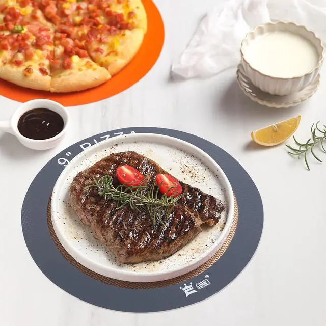 Alt view image 7 of 7 - Silicone Baking Mat Set of 4, 2 Medium 16.5"x11.6", 1 Small 11.8"x8.4", 1 Piece 9" Round, All Mats 0.7mm Thick, Food Grade Non-Stick Reusable Baking Mats for Pizza, Bread, Pastry, Macarons